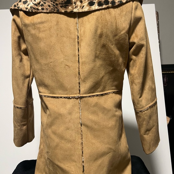 Coldwater Creek Leopard Print Teddy Jacket with Tan Collar - Picture 2 of 4